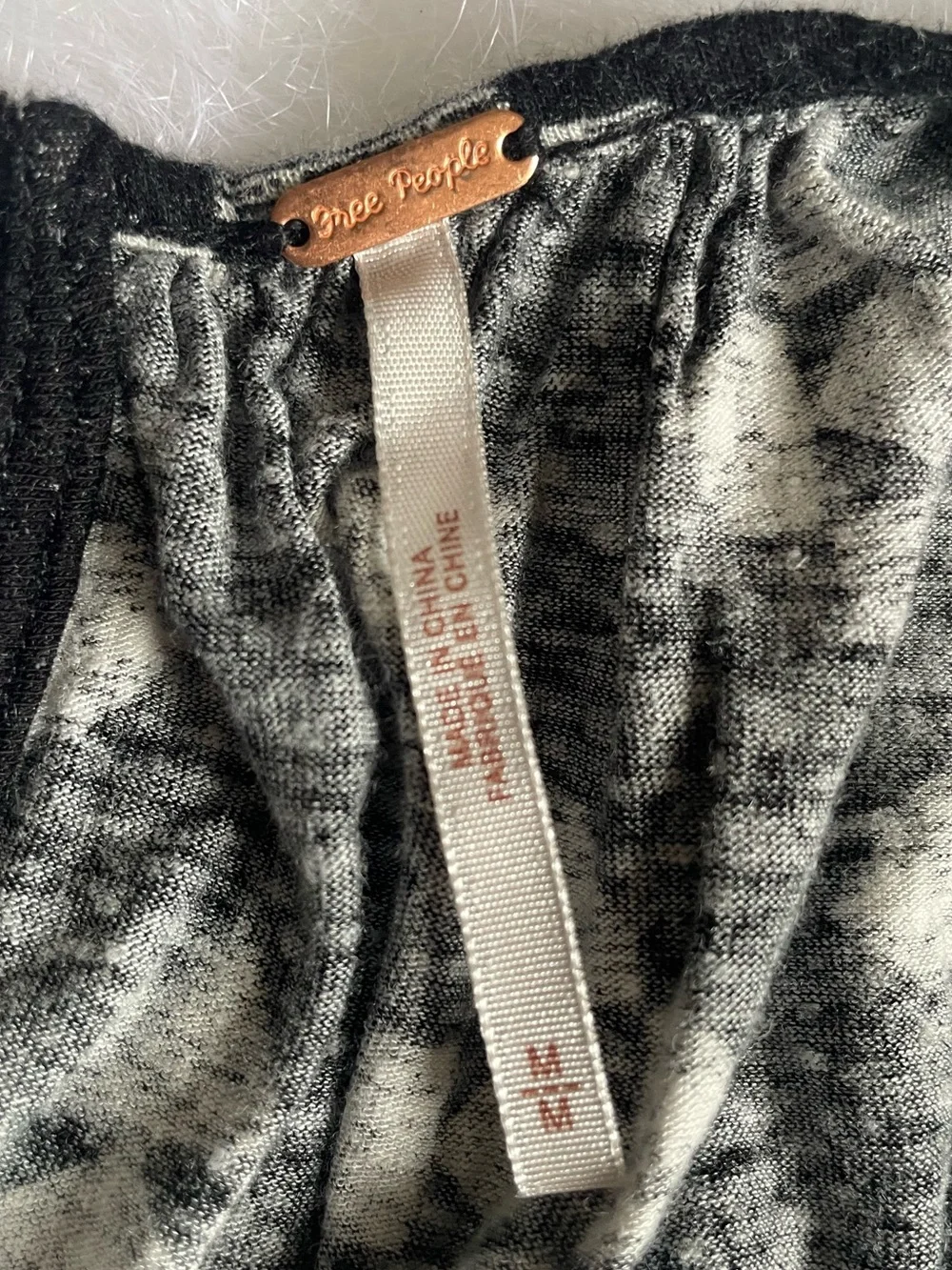 Free People Black and White Heathered Knit Top
